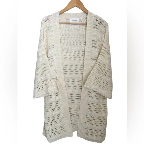 ANTHROPOLOGIE Boho Crochet Open Knit cardigan Sweater Layne Kimono Longline OS - Picture 5 of 10